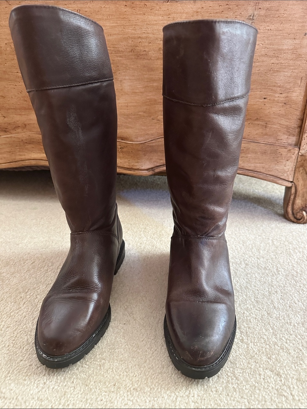 Regence Classic Tall Leather Riding Boots in Dark Brown